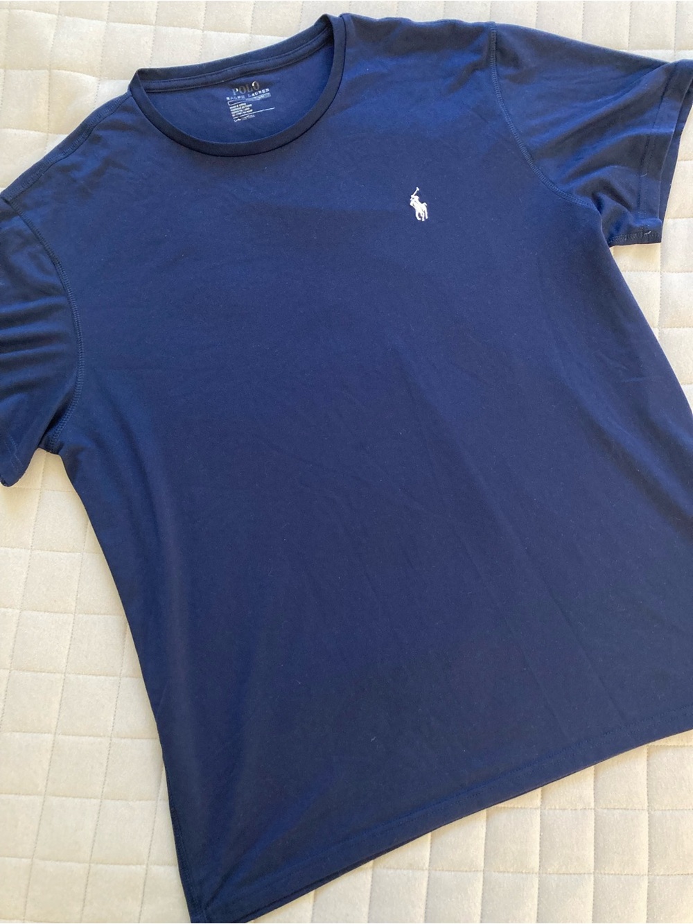 Polo by Ralph Lauren Men’s Navy Crewneck Tee with White Logo